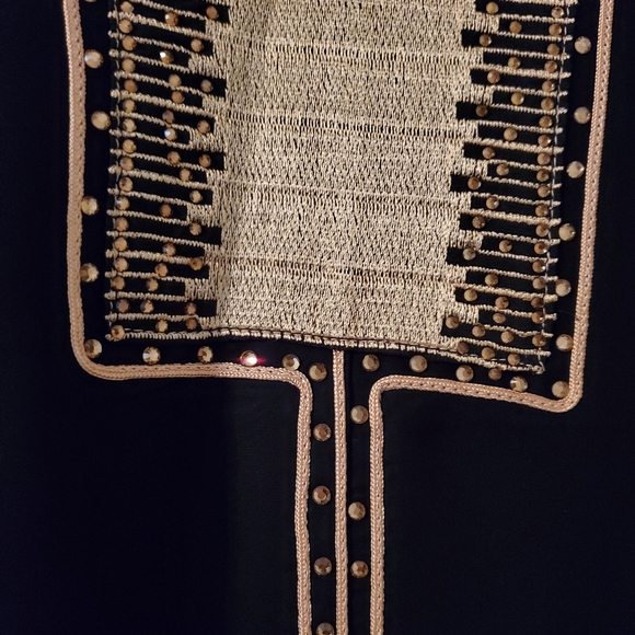 Selling Beautiful Black & Gold Modest Abaya/Kaftan/Dress w/ Matching Hijab/Scarf - Picture 4 of 10